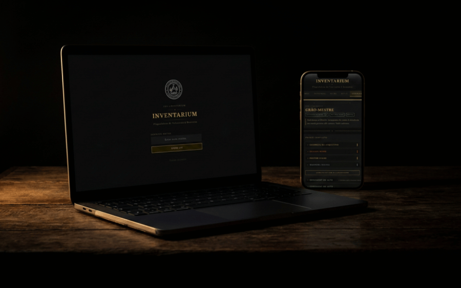 Dashboard do INVENTARIUM em laptop